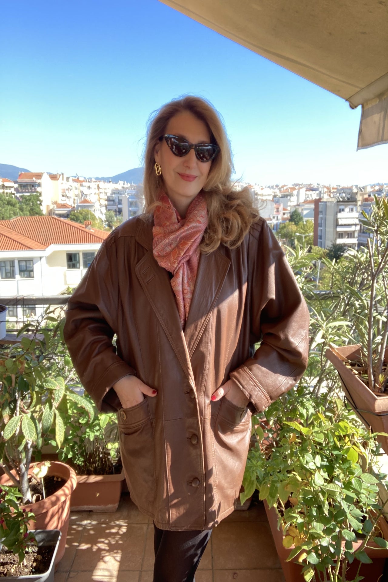 Vintage leather brown jacket