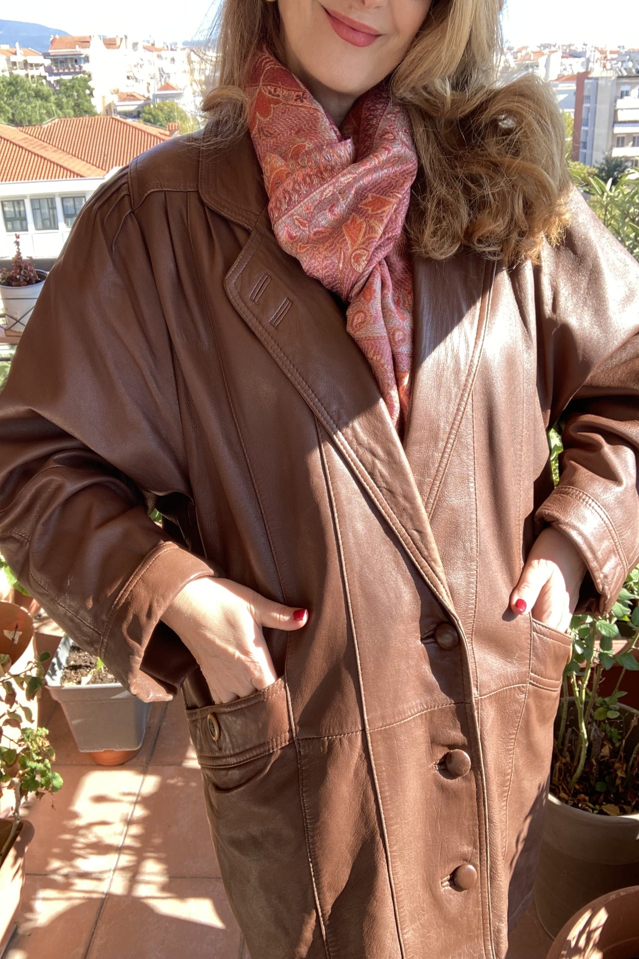 Vintage leather brown jacket