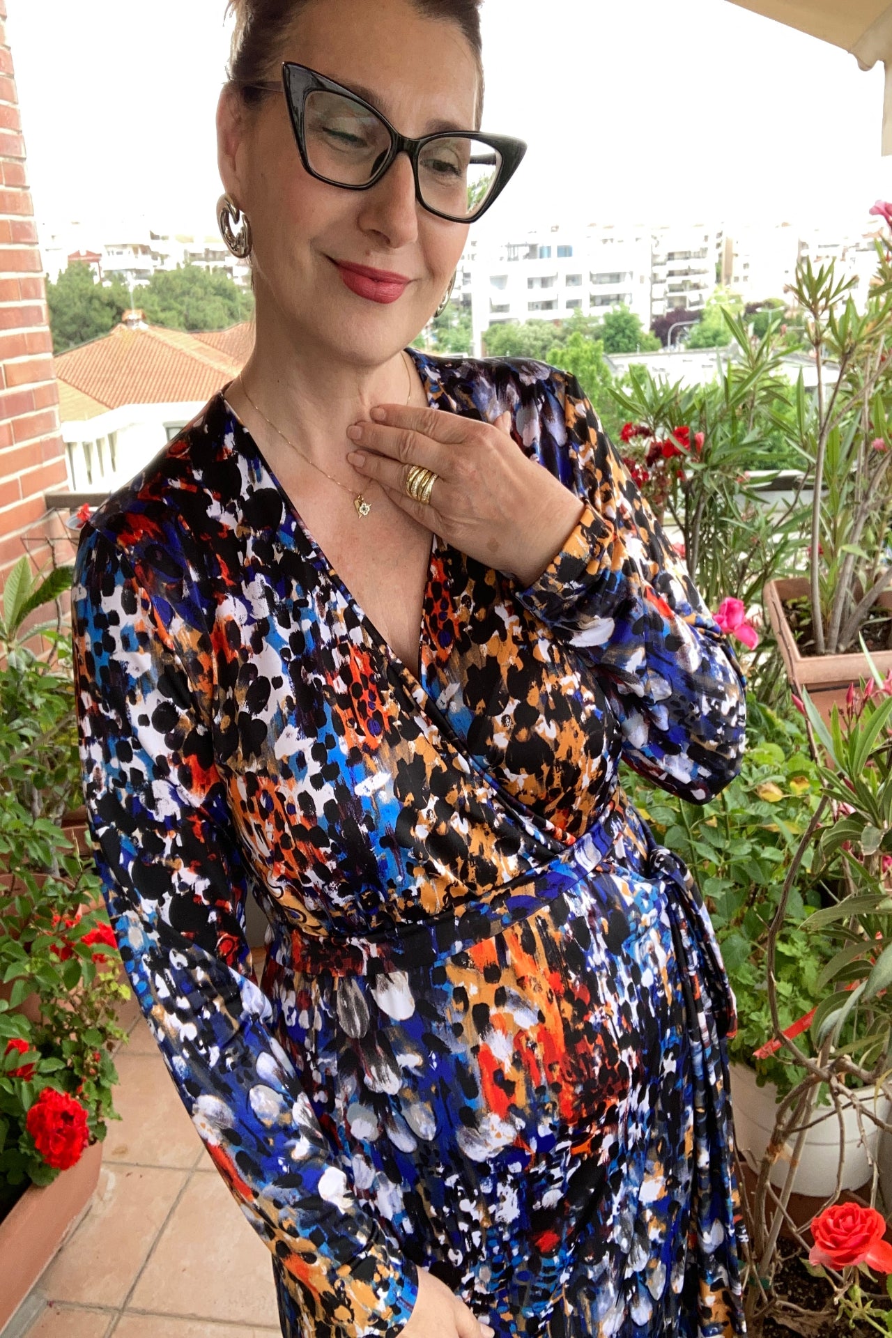 Multicolor wrap dress