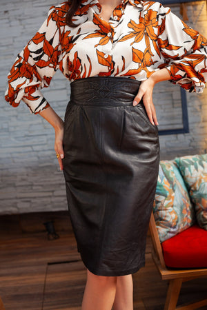 Vintage Leather black skirt